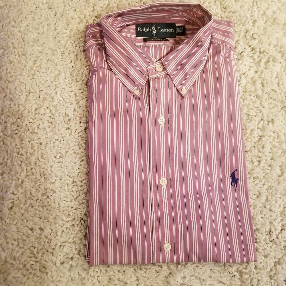 NWOT Ralph Lauren Purple Stripe Dress Shirt 151/2